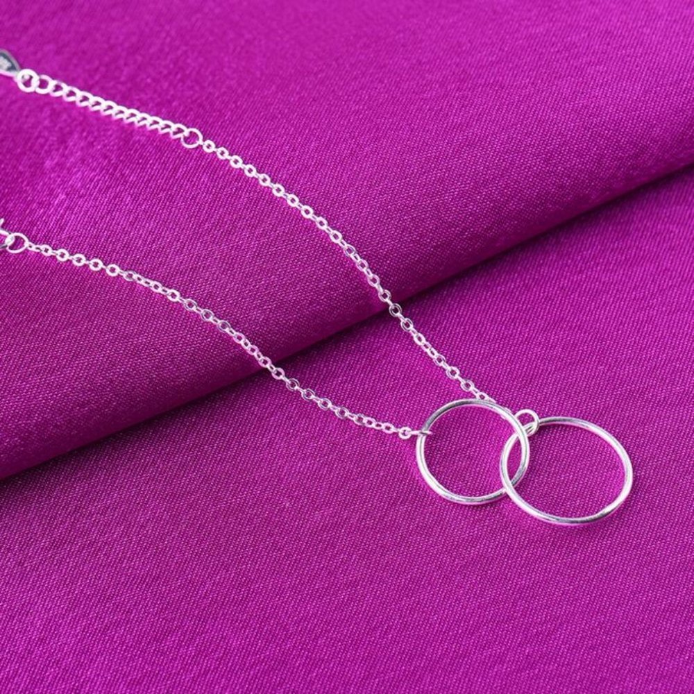 NEW 925 Sterling Silver Double Circle Bracelet - Picture 3 of 5